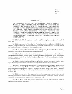 The Hillsborough County Medical Marijuana Licensing Ordinance, Hillsborough County, Medical Marijuana, Licensing, Ordinance