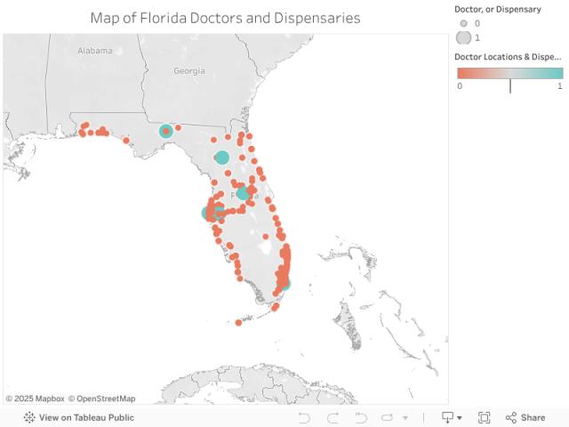 Map of Florida Doctors and Dispensaries
